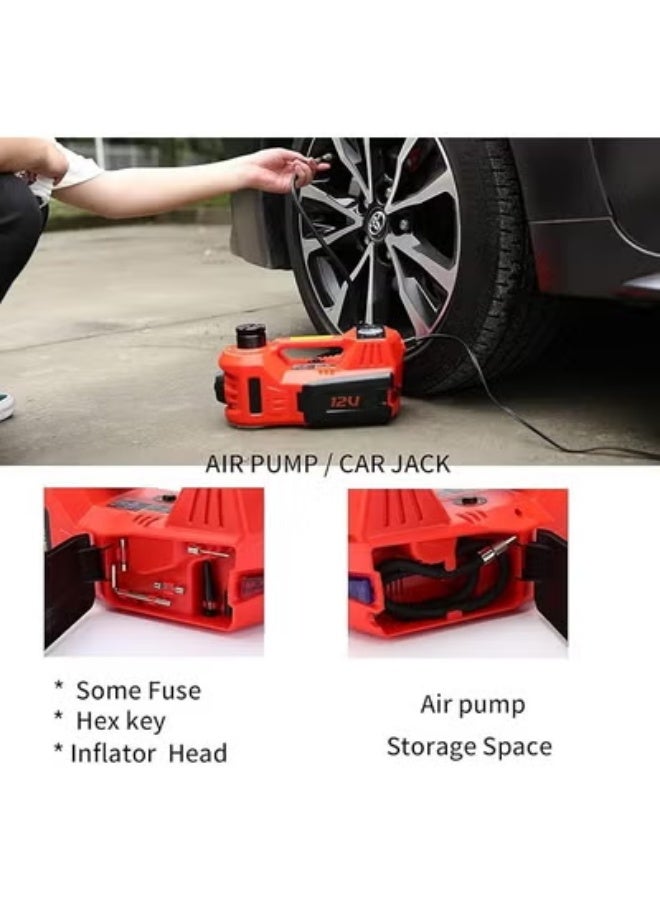 طقم كوريك سيارات هيدروليك كهربائي 5 طن 4 في 1 – مع مفتاح صدمات، منفاخ إطارات، ضوء LED ومطرقة طوارئ لتغيير الكاوتش - Image 3