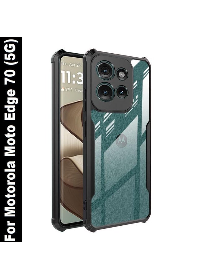 Muzz Ultra Thin Shock Proof 4 Sides Protection Clear Transparent Back Cover Case with Black Border for Motorola Moto Edge 70 (5G) - Image 3