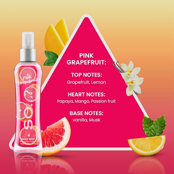 So..? Body Mist by So Womens Pink Grapefuit Body Mist Fragrance Spray 100ml - Image 2