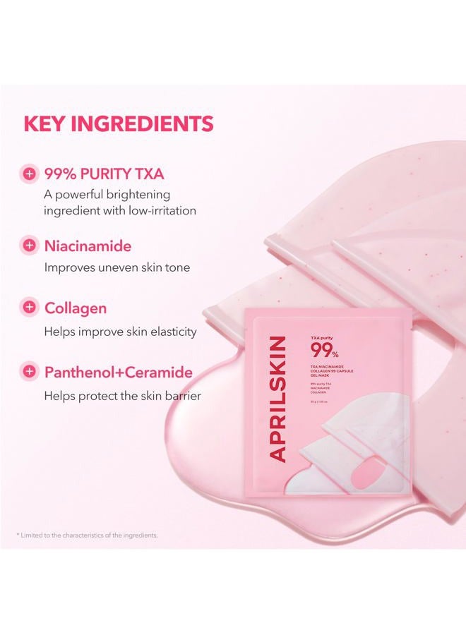 APRILSKIN TXA Pink Capsule Gel Mask | Overnight Face Mask for Glass Glow Skin I 99% High-Purity Tranexamic Acid 3 for uneven skin tone I Elasticity, Hydrating and Firming I Korean Skincare I 30g x 4ea - Image 4