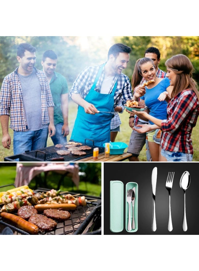 Portable Utensils Set with Case, 4pcs Stainless Steel Reusable Silverware for Lunch Camping School Picnic Workplace Travel, Lunch Box Includ Fork Spoon Knife,Easy to clean,Dishwasher Safe - Image 4
