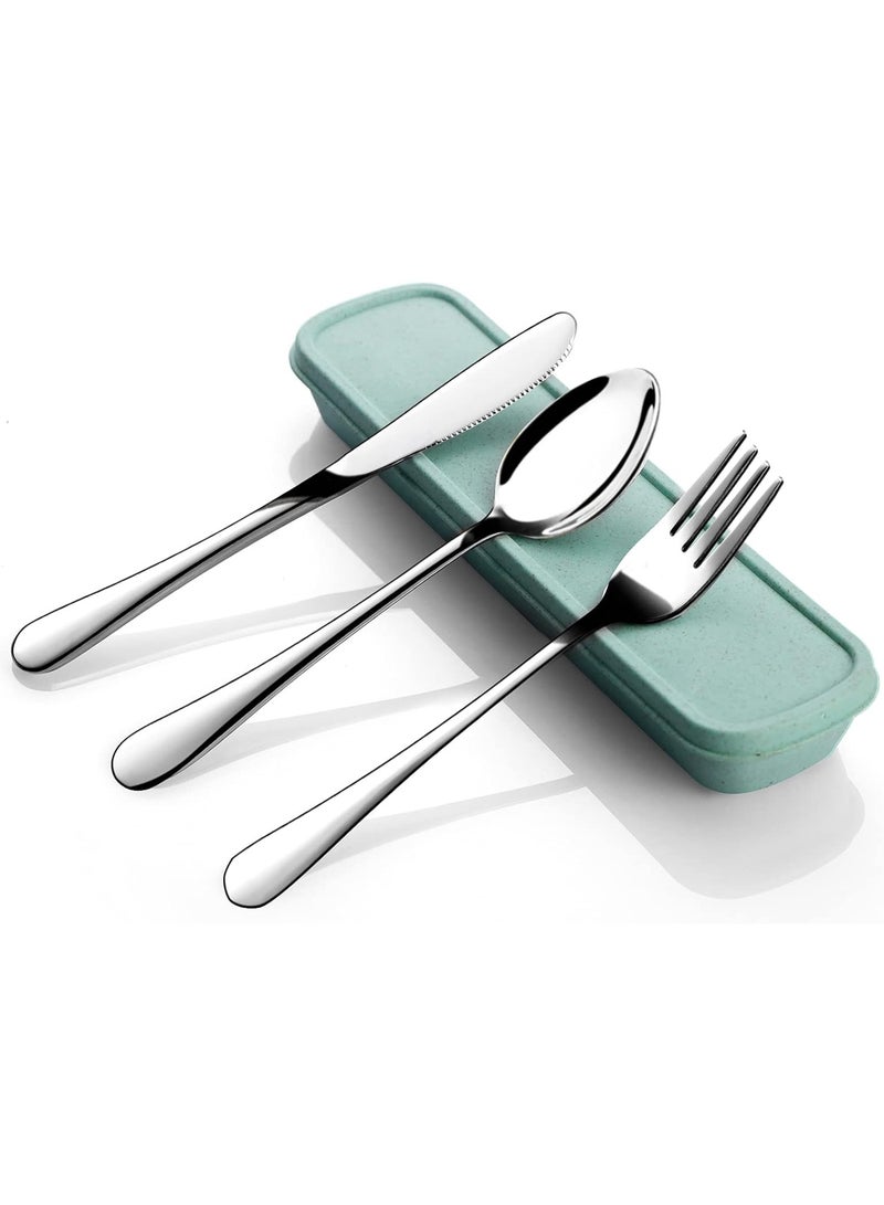 Portable Utensils Set with Case, 4pcs Stainless Steel Reusable Silverware for Lunch Camping School Picnic Workplace Travel, Lunch Box Includ Fork Spoon Knife,Easy to clean,Dishwasher Safe - Image 5
