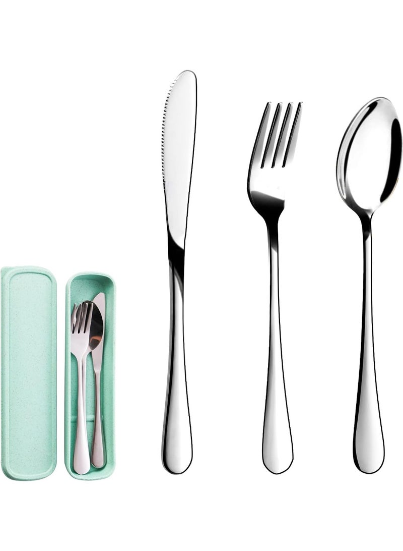 Portable Utensils Set with Case, 4pcs Stainless Steel Reusable Silverware for Lunch Camping School Picnic Workplace Travel, Lunch Box Includ Fork Spoon Knife,Easy to clean,Dishwasher Safe - Image 2