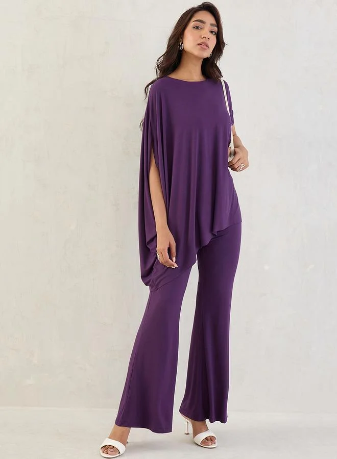Femmella Purple Knit Flared Pants