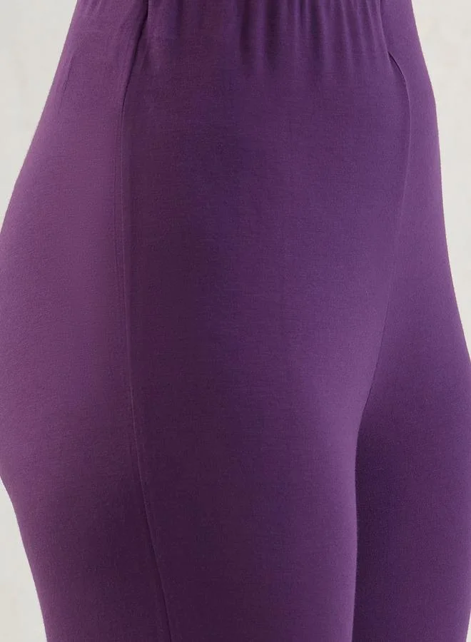 Femmella  Purple Knit Flared Pants for Women | Best Price UAE