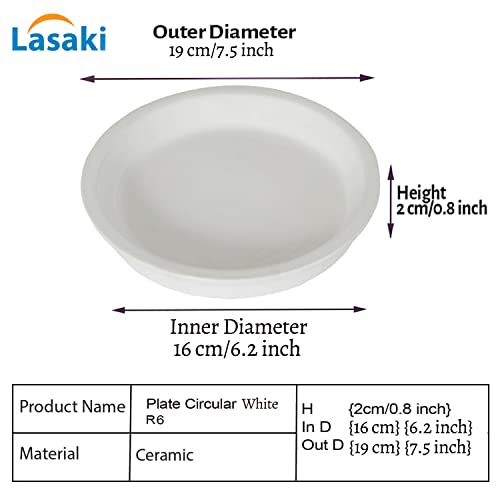 Lasaki Round Ceramic Trays (Plates Saucers) for Pots, planters, Flower, Succulent(Set of 2,White_1,6 inch) R6(Plants not Included) - Image 2