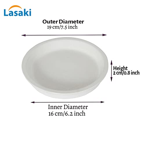 Lasaki Round Ceramic Trays (Plates Saucers) for Pots, planters, Flower, Succulent(Set of 2,White_1,6 inch) R6(Plants not Included) - Image 5