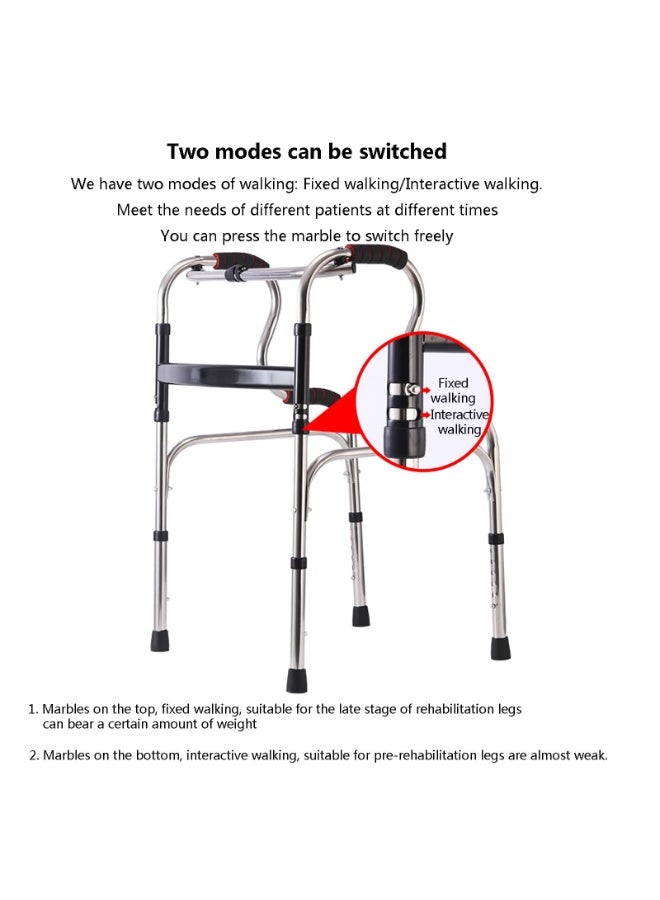 Folding Walker, 6-Speed Adjustable Height, Medical Lightweight Walker, Stainless Steels, for Elderly Disability, Walking Aids Quadruped Walking Stick - Image 5
