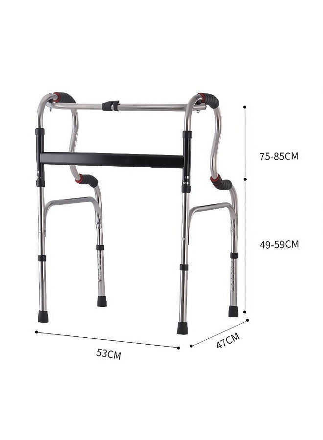 Folding Walker, 6-Speed Adjustable Height, Medical Lightweight Walker, Stainless Steels, for Elderly Disability, Walking Aids Quadruped Walking Stick - Image 2