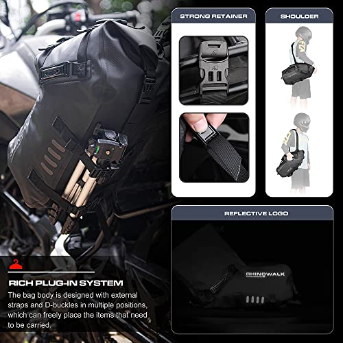 Rhinowalk Motorcycle Saddle Bags Waterproof Anti-Vibration Motor Side Bags Shoulder Bag Motorbike Panniers 28L(14L*2) for most Adventure and Sport Motorcycle Racks, 1 Pair - Image 3