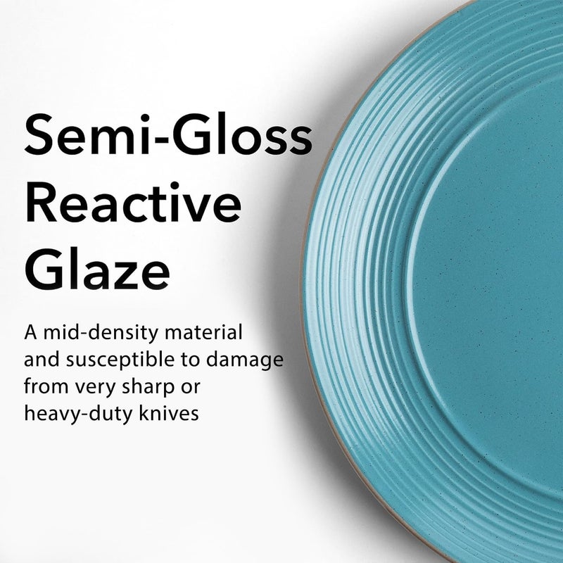 Arora RINGAR Round Stoneware 16pc Dinnerware Set of 4 Dinner Plates Side Plates Cereal Bowls Mugs  Speckle Matte Turquoise 428693 - Image 5