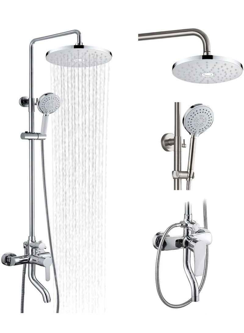 VALENCIA Hassan Premium Multi-Function Bathroom Shower System with Rain Shower Head, Handheld Showerhead, Adjustable Holder, Diverter, and Swiveling Bracket - Image 2