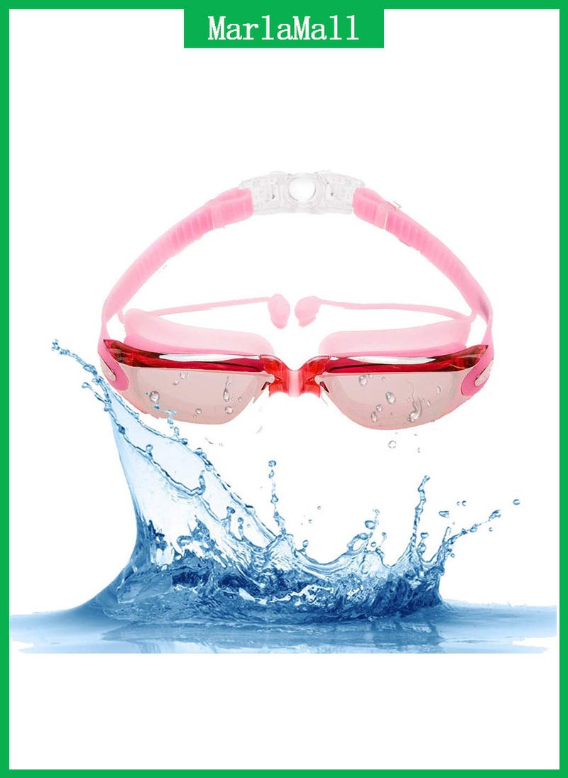 MarlaMall No Leaking Anti Fog UV Protection Safety Glasses , PU Swim Cap for Adults Pink - Image 5