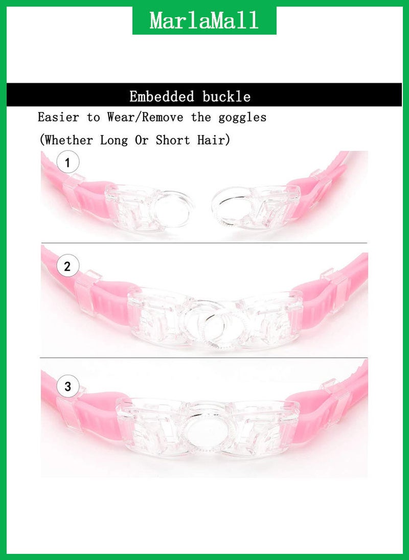 MarlaMall No Leaking Anti Fog UV Protection Safety Glasses , PU Swim Cap for Adults Pink - Image 3
