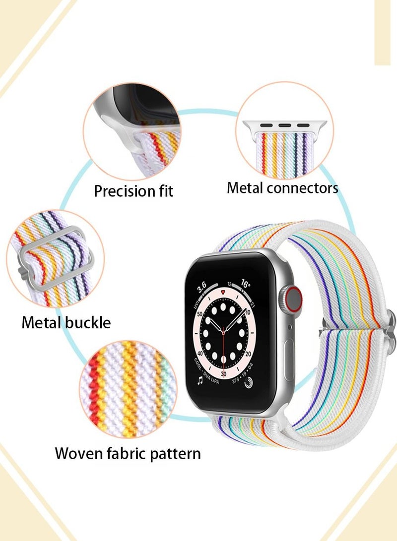 Compatible Apple Watch Bands 42mm 44mm 45mm 49mm Double Loop Adjustable Ripple Pattern Soft Breathable Nylon Band, Suitable for Women & Men's Apple Watch SE & Ultra/Ultra2 Series 9 8 7 6 5 4 3 2 1 - Image 5