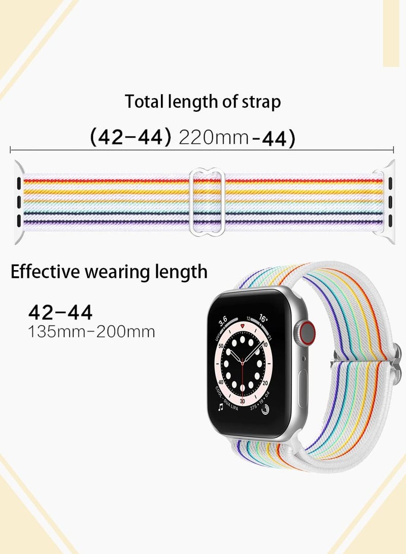 Compatible Apple Watch Bands 42mm 44mm 45mm 49mm Double Loop Adjustable Ripple Pattern Soft Breathable Nylon Band, Suitable for Women & Men's Apple Watch SE & Ultra/Ultra2 Series 9 8 7 6 5 4 3 2 1 - Image 4