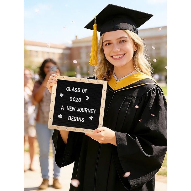 ANPHSIN Changeable Felt Letter Board with LED Lights - 10×10 Message Custom Signs & Wood Stand & 450 Letters, Poster Board for Graduation/Baby/Pregnancy Announcement/Classroom Wall Decor Gifts, Black - Image 5
