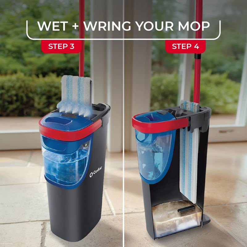 o cedar O-Cedar H2prO Flat Mop System | Quick Cleaning Tool | Clean with Water | Machine Washable Reusable Microfiber Mop Pad | Safe on Wood Floors, Vinyl, Tile, Baseboards, Walls - Image 3