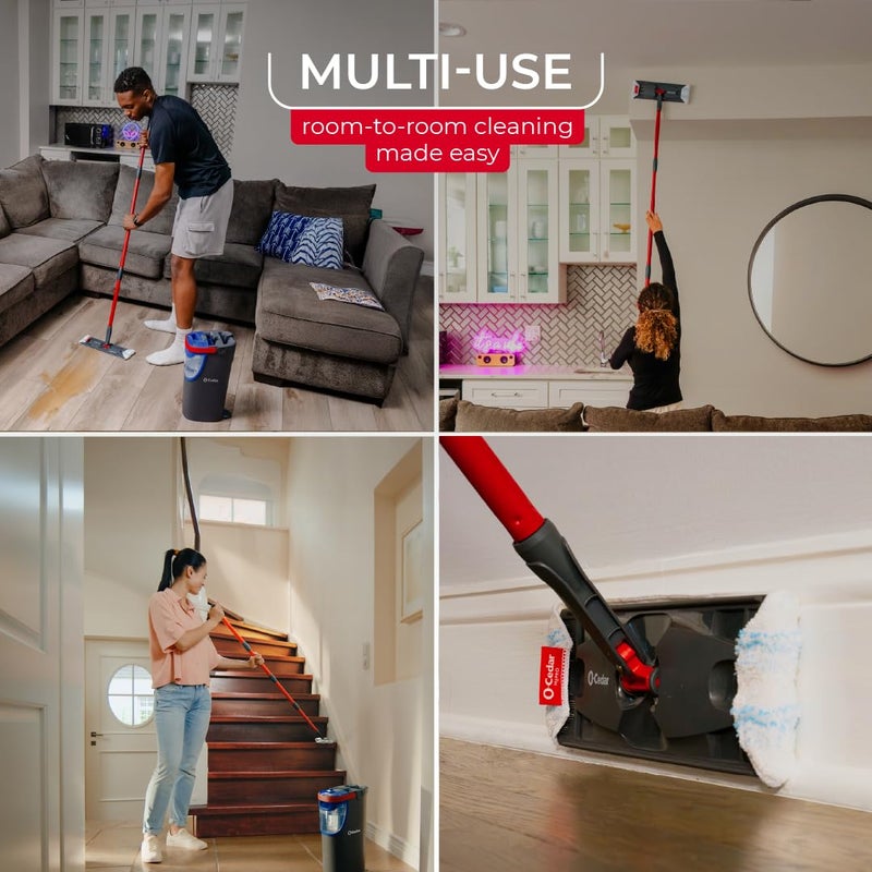 o cedar O-Cedar H2prO Flat Mop System | Quick Cleaning Tool | Clean with Water | Machine Washable Reusable Microfiber Mop Pad | Safe on Wood Floors, Vinyl, Tile, Baseboards, Walls - Image 5
