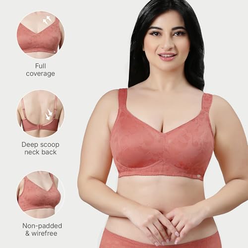Enamor Women's 75% Nylon, 25% Elastane Wire Free Casual Full-Coverage Bra (F122_Rosette_36C) - Image 4