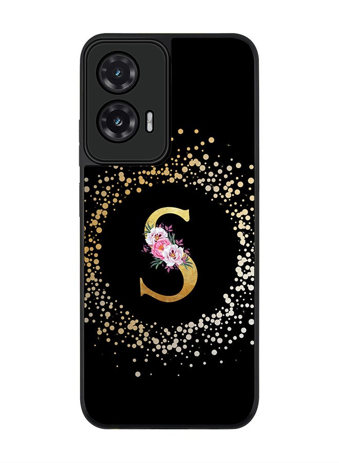 Stylizedd For Motorola Moto G35 Case,Slim fit Camera Protection, Shockproof Thin Phone cover  - Custom Monogram Floral - S ( Black )
