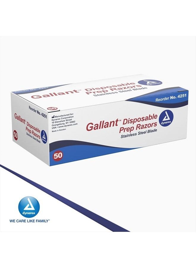 Gallant Disposable Prep Razors, Used before ECG and other Procedures, Disposable Razors with Open Design, Ergonomic Surgical Prep Razors, 1 Box of 50 Razors