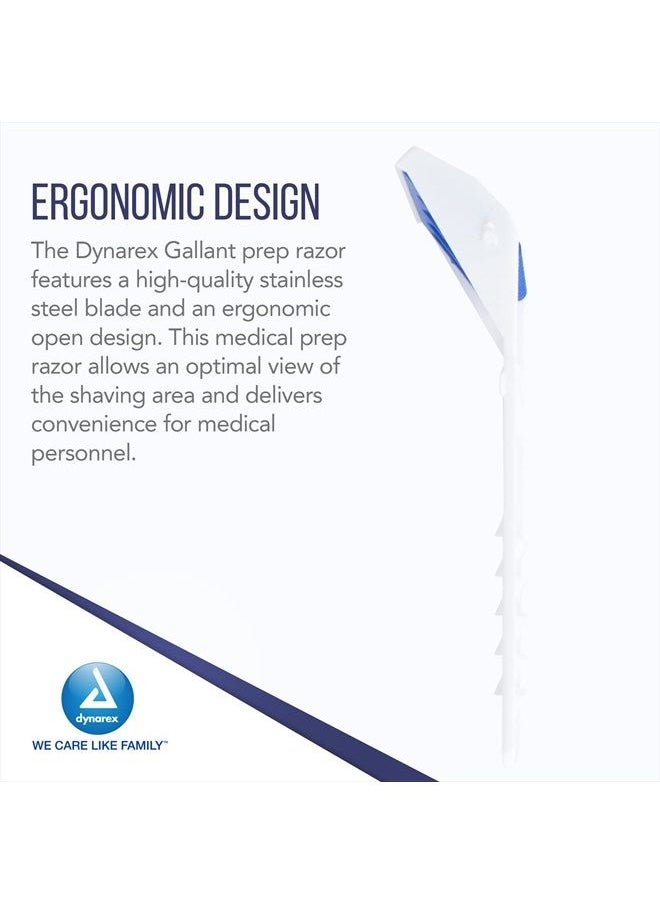 Dynarex Gallant Disposable Prep Razors, Used before ECG and other Procedures, Disposable Razors with Open Design, Ergonomic Surgical Prep Razors, 1 Box of 50 Razors  - Image 4