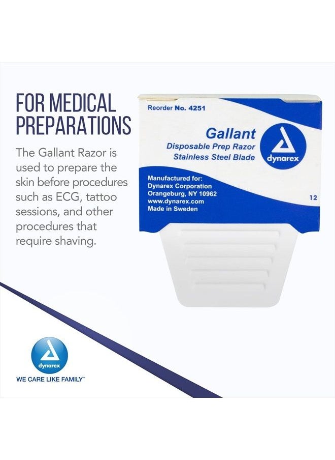 Dynarex Gallant Disposable Prep Razors, Used before ECG and other Procedures, Disposable Razors with Open Design, Ergonomic Surgical Prep Razors, 1 Box of 50 Razors  - Image 3