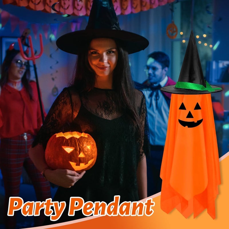 RWSEFK 2Pcs Halloween Decorations, Halloween Pumpkin Decorations, Hanging Pumpkin Witch Hats Ornaments for Home Garden Yard Party - Image 4