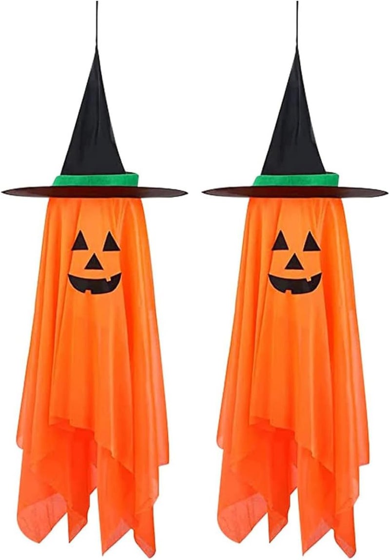 RWSEFK 2Pcs Halloween Decorations, Halloween Pumpkin Decorations, Hanging Pumpkin Witch Hats Ornaments for Home Garden Yard Party - Image 1