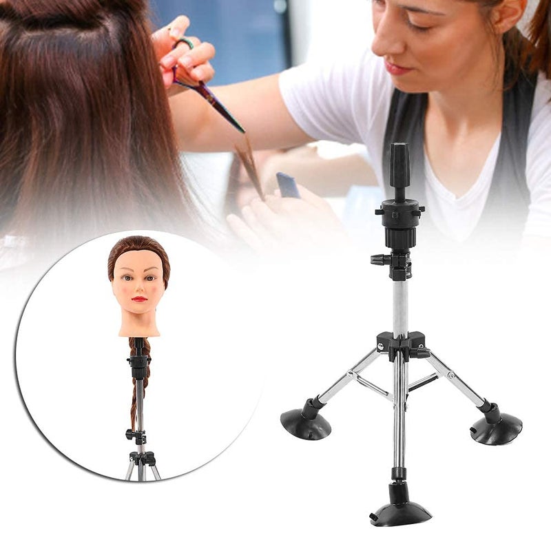 comfrt Wig Head Stand, Adjustable Training Mannequin Tripod, Hairdressing False Head Mold Stand Bracket for Hairstyling, for Trainees and Mentors (Silver) - Image 4