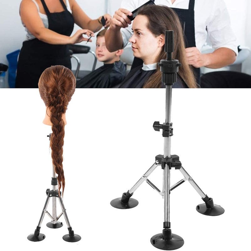 comfrt Wig Head Stand, Adjustable Training Mannequin Tripod, Hairdressing False Head Mold Stand Bracket for Hairstyling, for Trainees and Mentors (Silver) - Image 5
