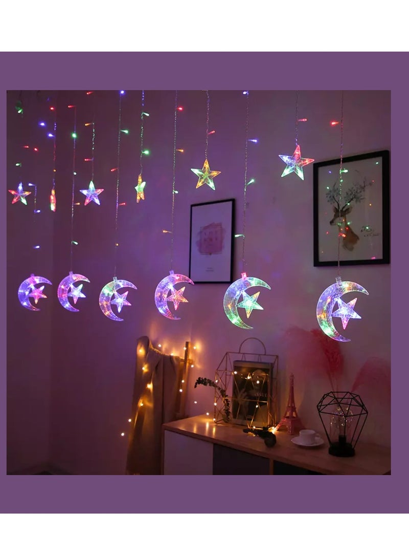يوويل 3.5M RGB ضوء رمضان للديكور المنزلي ضوء LED على شكل نجمة وقمر للديكور الداخلي والخارجي، ضوء زخرفي يعمل متعدد الأوضاع 8 أوضاع - Image 2