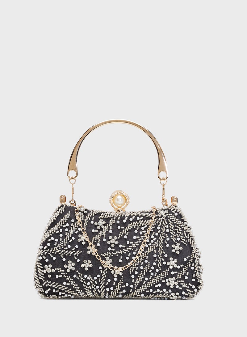 Khizana Silver Detailing Embellished Handle Bag - Image 1