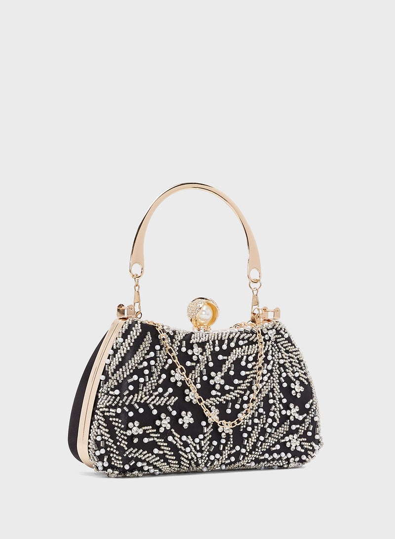 Khizana Silver Detailing Embellished Handle Bag - Image 3