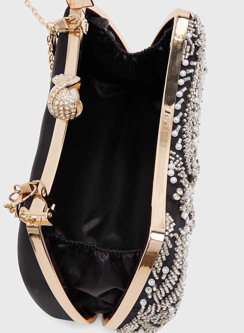 Khizana Silver Detailing Embellished Handle Bag - Image 5