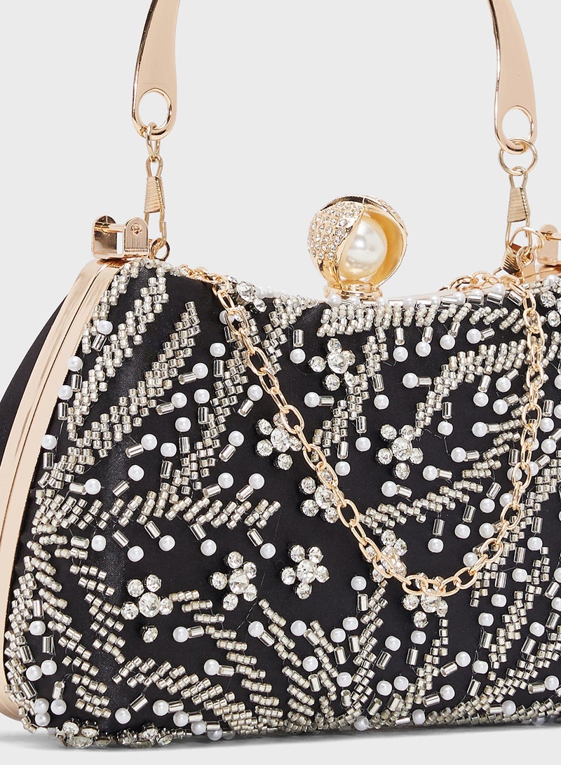 Khizana Silver Detailing Embellished Handle Bag - Image 4