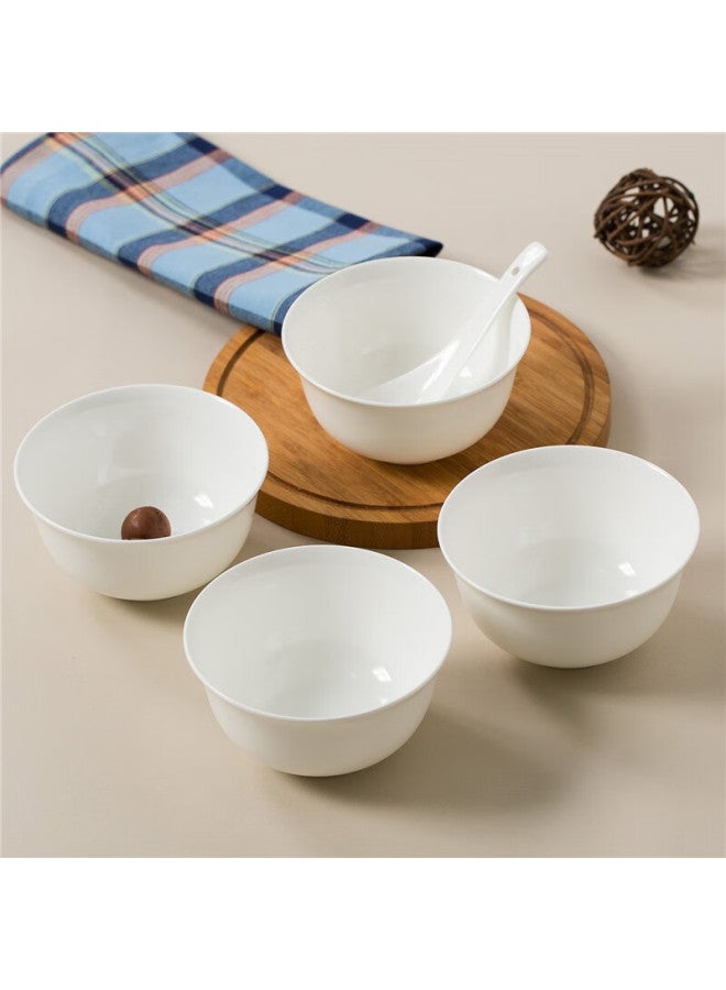 Sky Top Rice Bowl, Ceramic Small Soup Bowl, Bone China Pure White, For Home Use, Housewarming, Hotel Tableware, 4.5-inch Golden Bell Bowl Set, 4 Pieces - Image 1