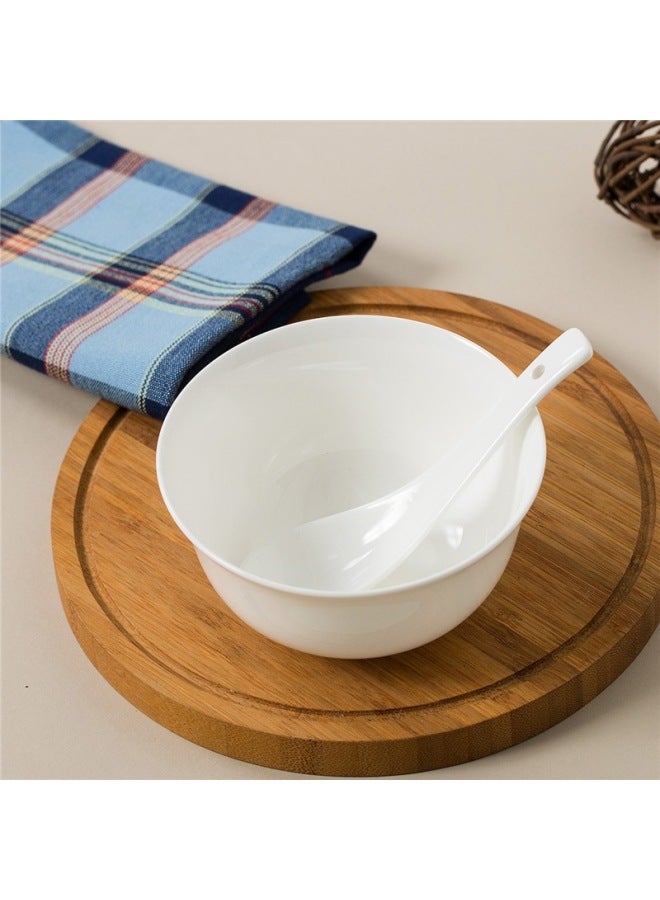 Sky Top Rice Bowl, Ceramic Small Soup Bowl, Bone China Pure White, For Home Use, Housewarming, Hotel Tableware, 4.5-inch Golden Bell Bowl Set, 4 Pieces - Image 2