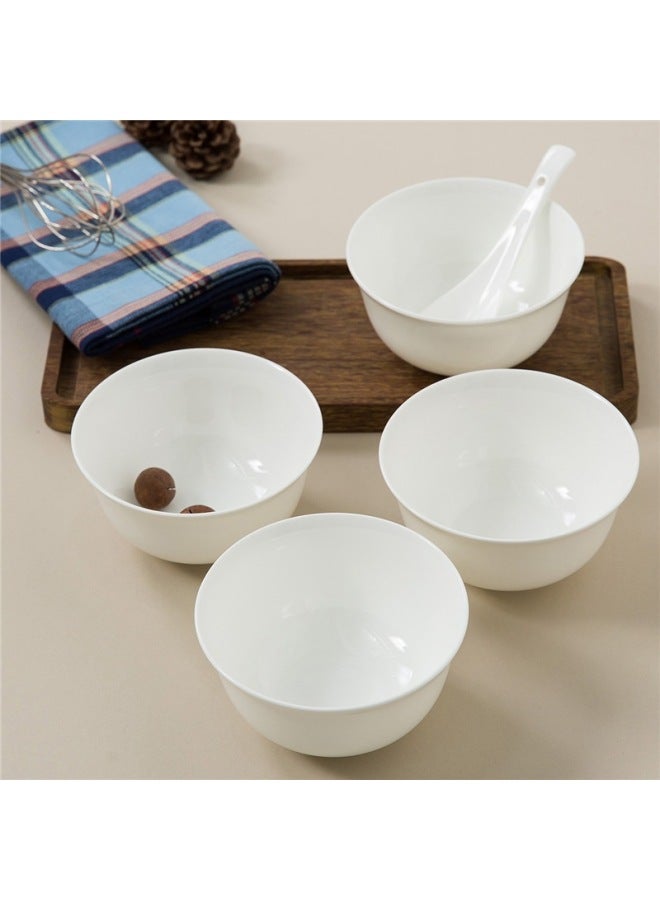 Sky Top Rice Bowl, Ceramic Small Soup Bowl, Bone China Pure White, For Home Use, Housewarming, Hotel Tableware, 4.5-inch Golden Bell Bowl Set, 4 Pieces - Image 4