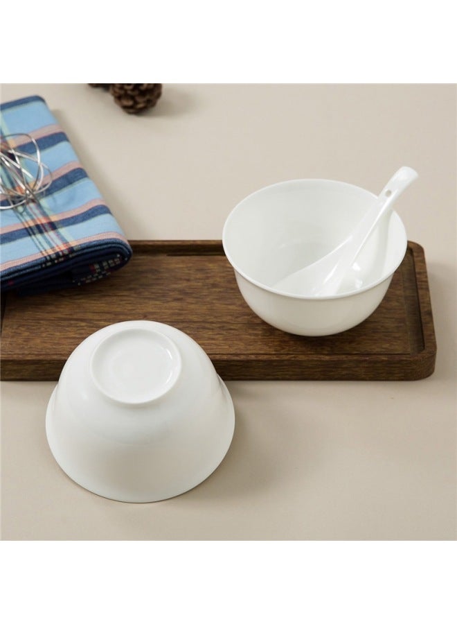 Sky Top Rice Bowl, Ceramic Small Soup Bowl, Bone China Pure White, For Home Use, Housewarming, Hotel Tableware, 4.5-inch Golden Bell Bowl Set, 4 Pieces - Image 5