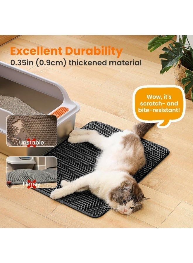 Neox Double Layer Honeycomb Cat Litter Tray Mat, Pet Litter Mat for Cats with Urine & Waterproof, Abrasion-Resistant, Non-Toxic Material for Litter Tray Area (60 x 45 cm Black) - Image 5