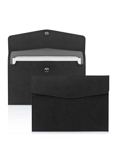 Waterproof Thin PU Leather A4 Expanding File Organizer, Portfolio Storage Case with Snap Closure, Letter Size Envelope Folder for Receipts, Contracts, and Pads.
