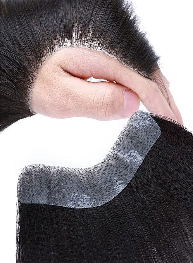 Voloria Men Forehead Hairline Toupee 100% Human Hair Skin PU Man Hairpieces Frontal Hair Topper for Receding Natural Hairline Replacement Systems (0.78x6.29INCH, 1B Black Color) - Image 2