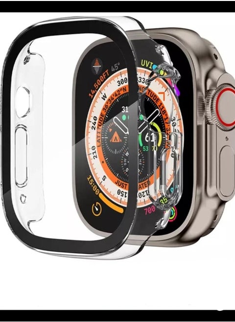 Transparent tempered plastic case for Apple Watch Ultra 49 protects the screen and the chassis