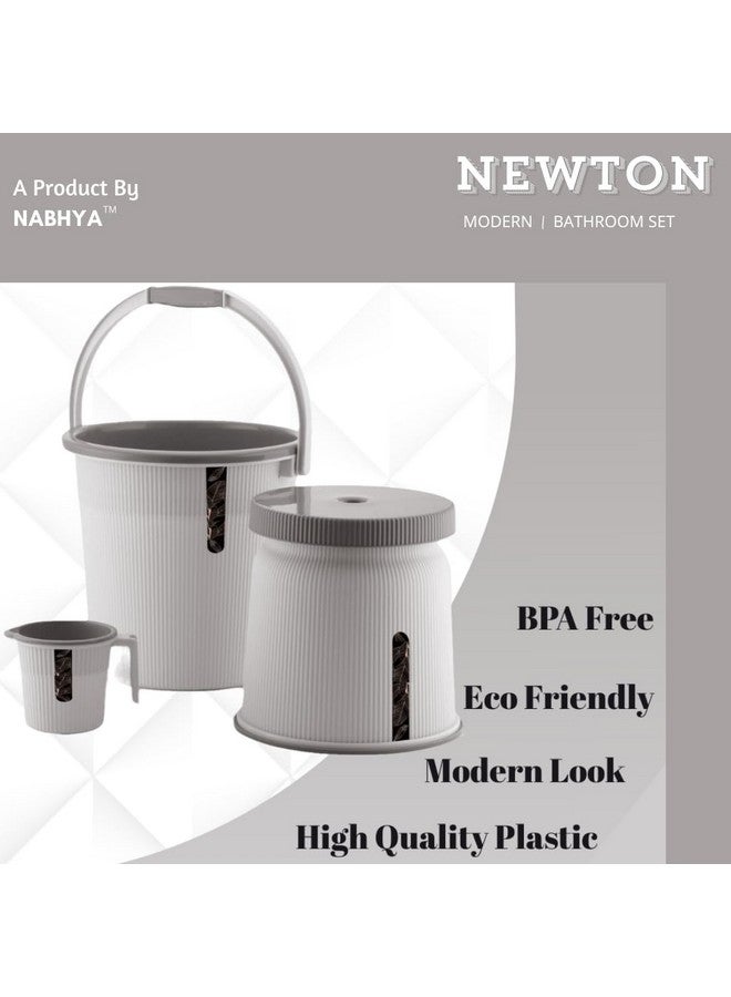 Nabhya Combo of 3 pcs Bathroom Accessories Set Plastic Bathroom Set with 20Ltr Plastic Bucket, Small Mug and Big Stool for Home, Kitchen & Bathroom (Grey) - Image 3