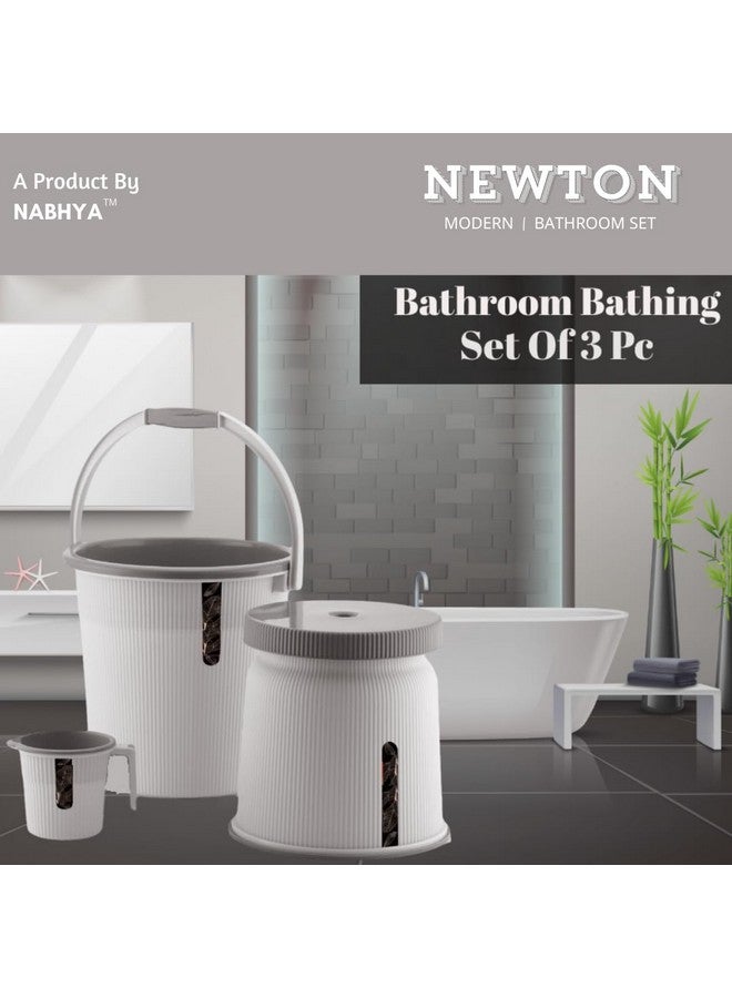 Nabhya Combo of 3 pcs Bathroom Accessories Set Plastic Bathroom Set with 20Ltr Plastic Bucket, Small Mug and Big Stool for Home, Kitchen & Bathroom (Grey) - Image 4