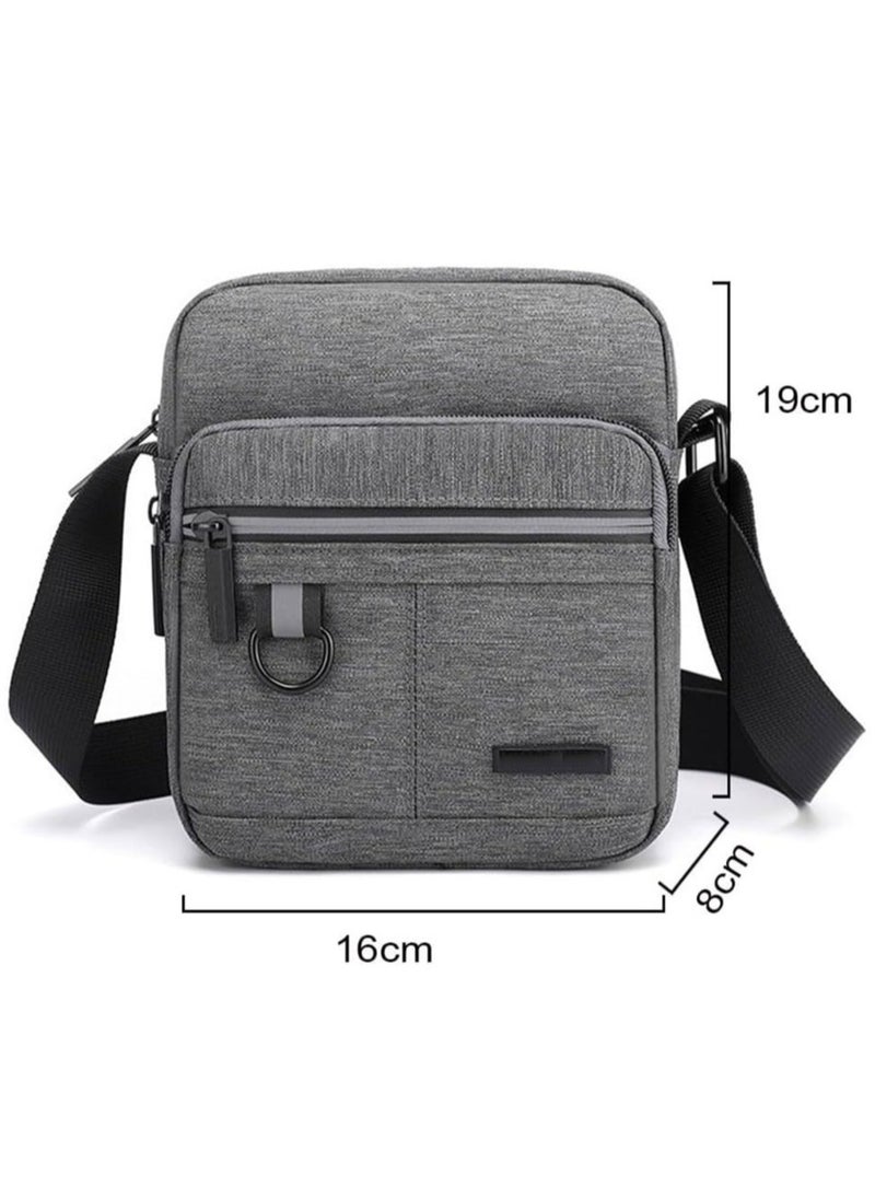SYOSI - Multifunctional Men Canvas Messenger Shoulder Bag with Multiple Pockets for Business Travel School Office (Gray) - Image 1