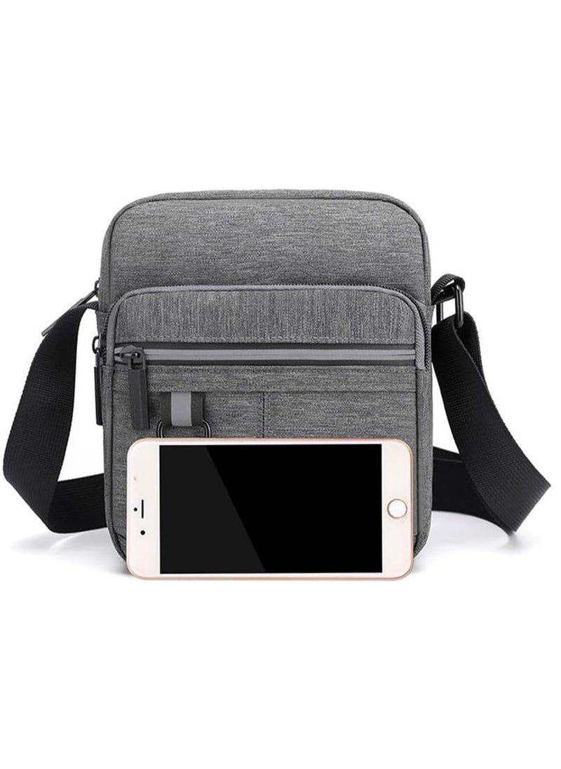 SYOSI - Multifunctional Men Canvas Messenger Shoulder Bag with Multiple Pockets for Business Travel School Office (Gray) - Image 1