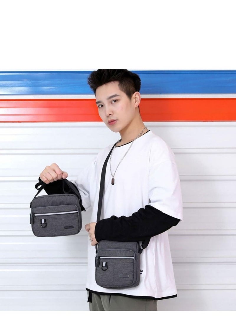 SYOSI - Multifunctional Men Canvas Messenger Shoulder Bag with Multiple Pockets for Business Travel School Office (Gray) - Image 1
